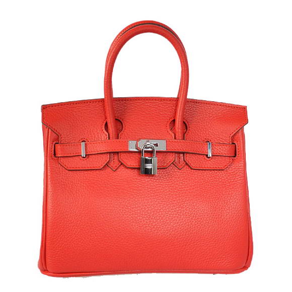 Super A Replica Hermes Birkin 25CM Tote Bags Togo Leather Red Silver 60799 - Click Image to Close